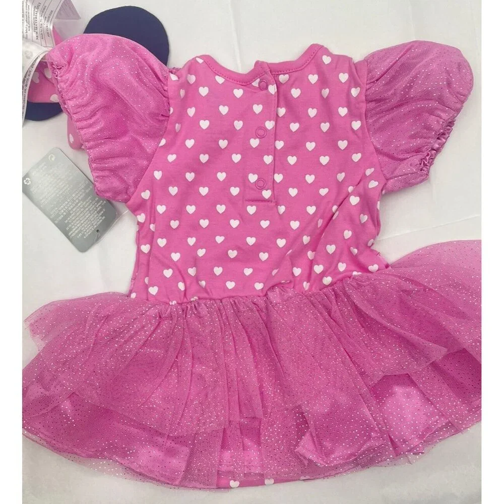 DISNEY STORE  Baby Girl Minnie Mouse Bodysuit Dress Pink 18-24 Months New